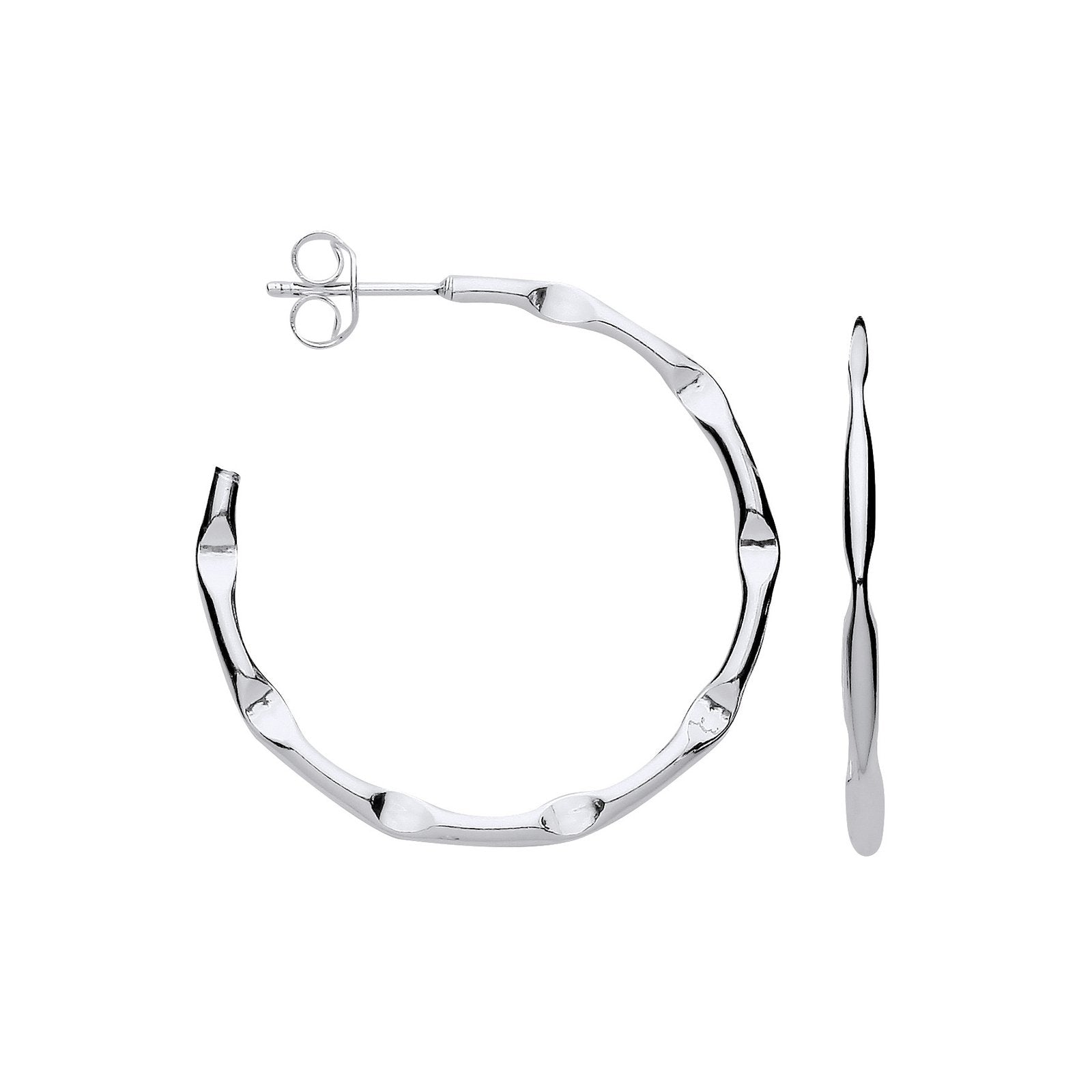 Silver 2.0mm Bamboo Hoop Earrings - Fine Ring - Certified Authentic - Swiss Made - UK Stock – Luxury Jewellery by Impe